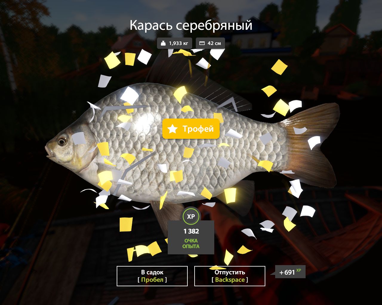 Улов (Карась золотой,карась серебряный) на #трофей_rf4map в RF4