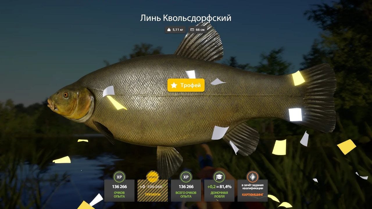 Улов (Линь Квольсдорфский) на #трофей_rf4map в RF4