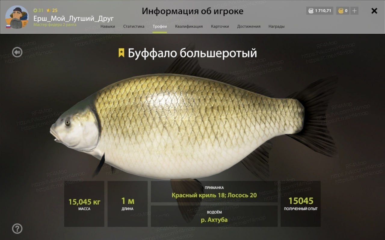 Улов (Буффало большеротый) на трофей в RF4