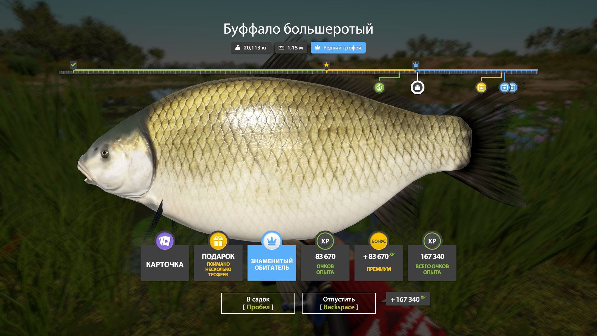 Скриншот точки клева на трофей